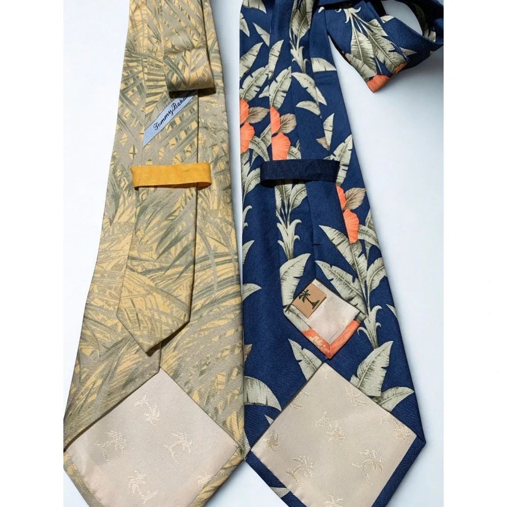 Tommy Bahama Men's‎ Silk Necktie Set of 2 Graphic Vacation Logo